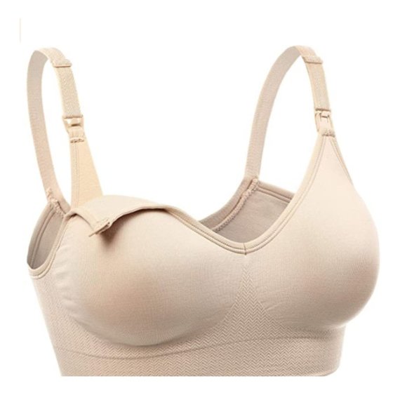 NWOT Wirefree Comfort Nursing Seamless Bra - Natural - Picture 1 of 13